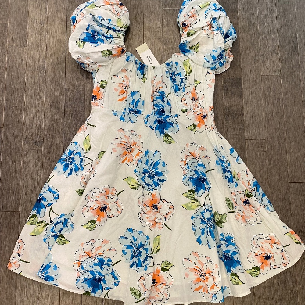 NWT Abercrombie & Fitch Ruched Puff Sleeve Mini Dress